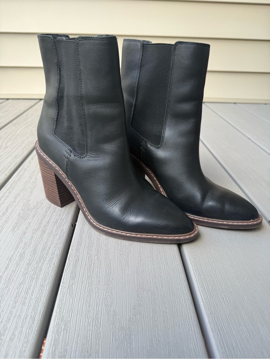 Crown Vintage Shoes - Crown Vintage Black Leather Chelsea Ankle Boots Size 9 Block Heel
